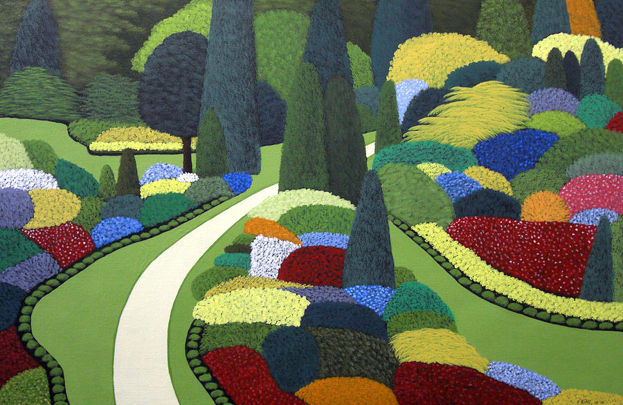 Formal Garden On Canvas by Frederic Kohli