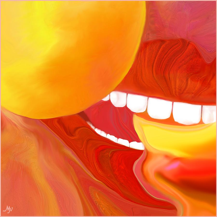 Peach Digital Art - Fresh Peaches Taste Like Sunshine #1 by Mathilde Vhargon