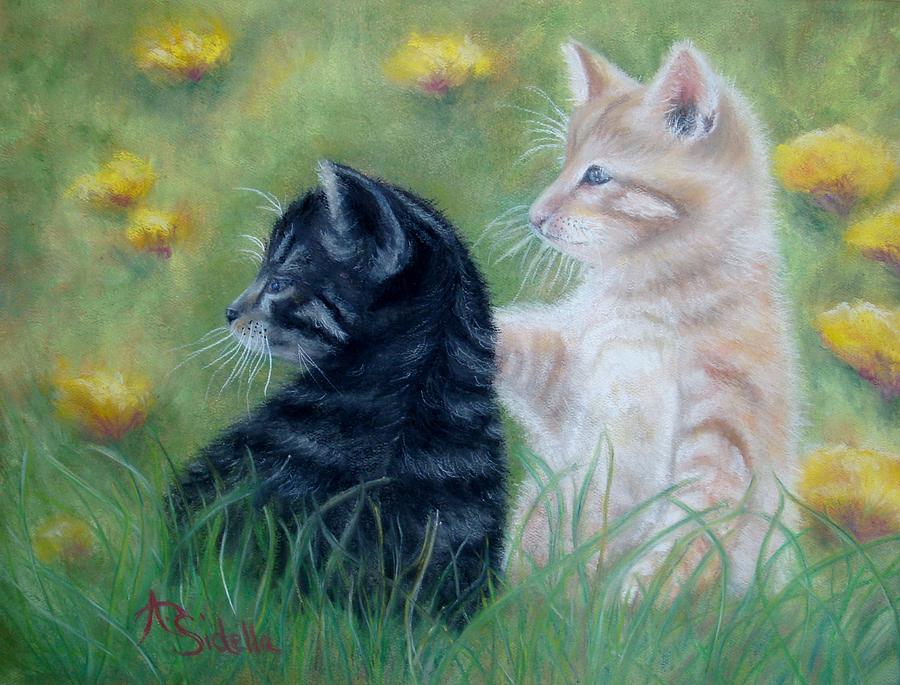 Frisky Friends #1 Painting by Annamarie Sidella-Felts
