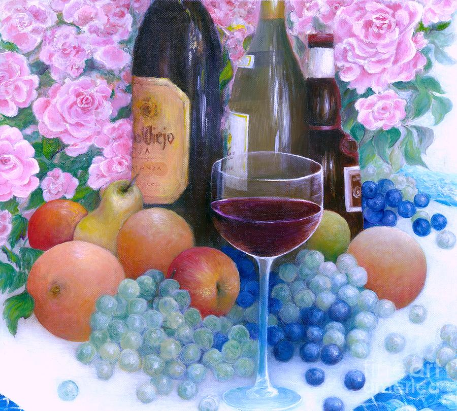 Fruits Wine and Roses #1 Painting by Barbara Anna Cichocka