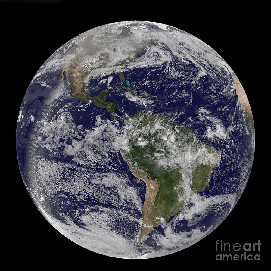 Space Photograph - Full Earth Showing North America #1 by Stocktrek Images