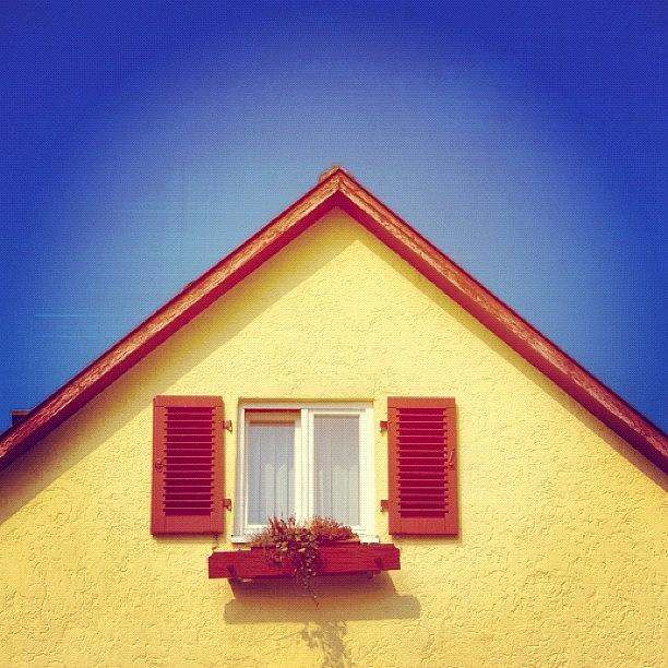 Architecture Photograph - Gable of beautiful house in front of blue sky #1 by Matthias Hauser