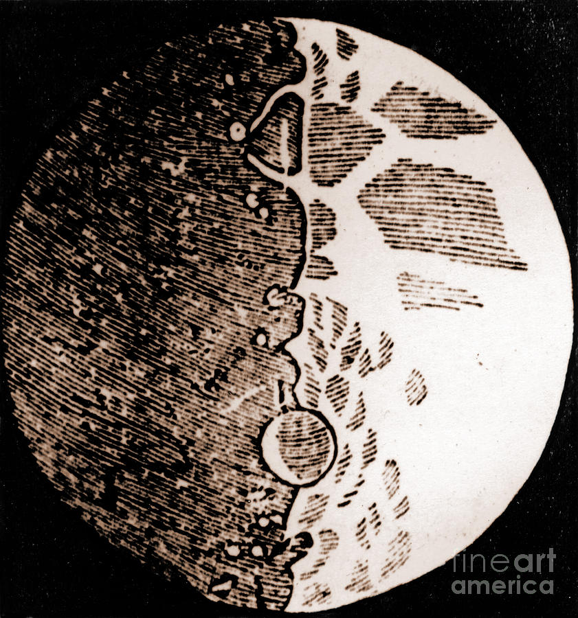 Galileo Moon Drawing #1 Photograph by Omikron