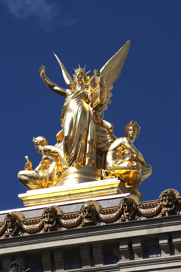 Gilded Angels Atop Paris Opera House Photograph