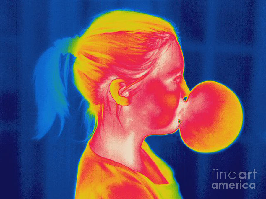 Thermogram Photograph - Girl Blowing A Bubble #1 by Ted Kinsman