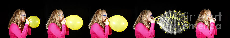 Girl Bursting A Balloon #1 Photograph by Ted Kinsman