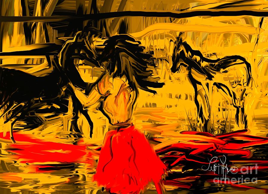 Girl With Horses #1 Digital Art by Leo Symon