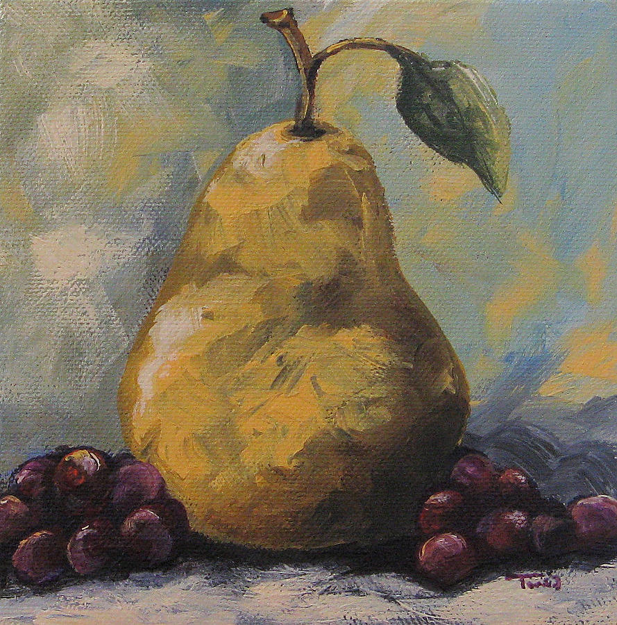 Golden Pear with Grapes #1 Painting by Torrie Smiley