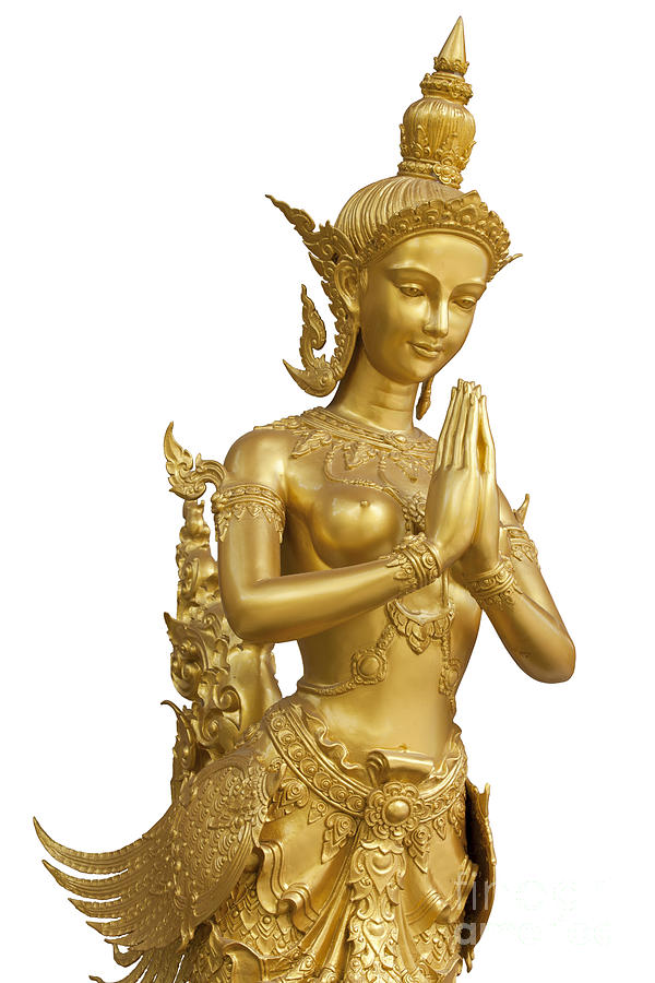 Angel Photograph - Goldent Ginnaree statue art  #1 by Anek Suwannaphoom