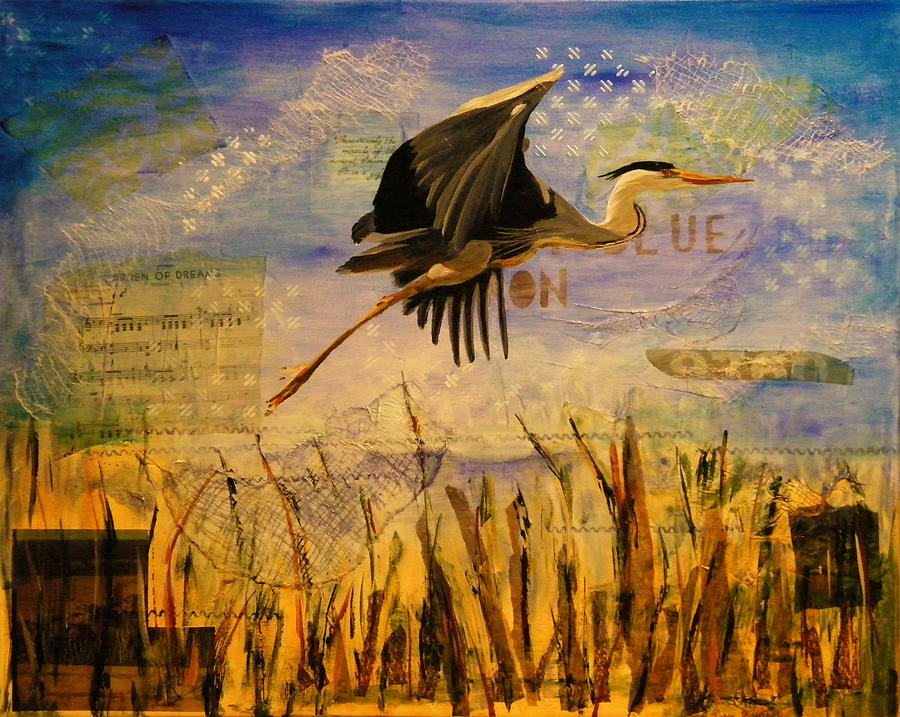 Great Blue Heron Painting by Terry Honstead