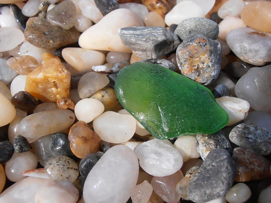 Pebbles Photograph - Green Beach Glass #1 by Kimberly Perry