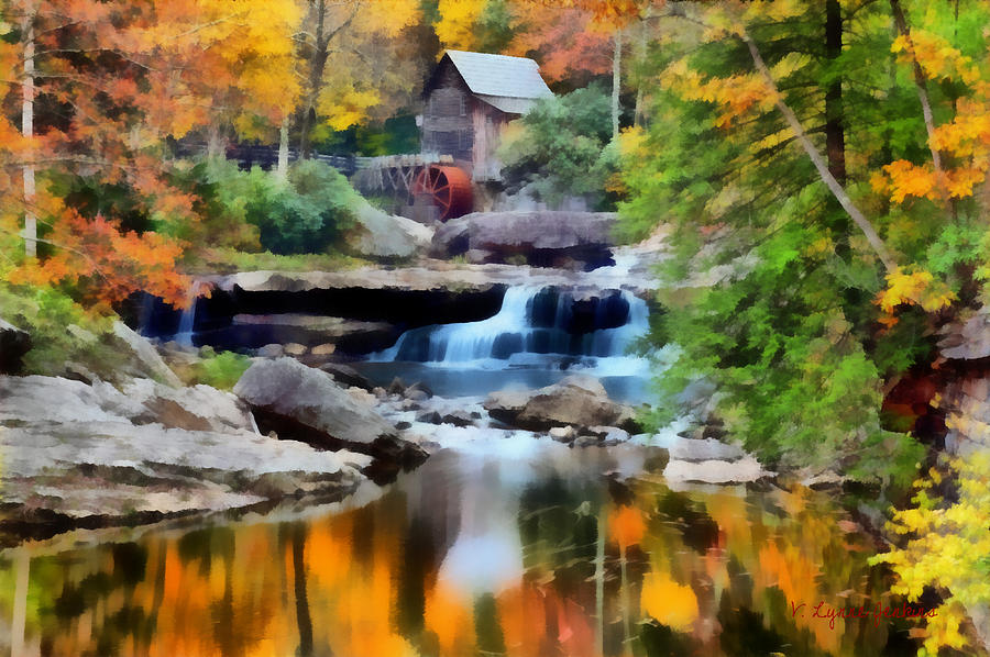 Grist Mill in Autumn #1 Painting by Lynne Jenkins
