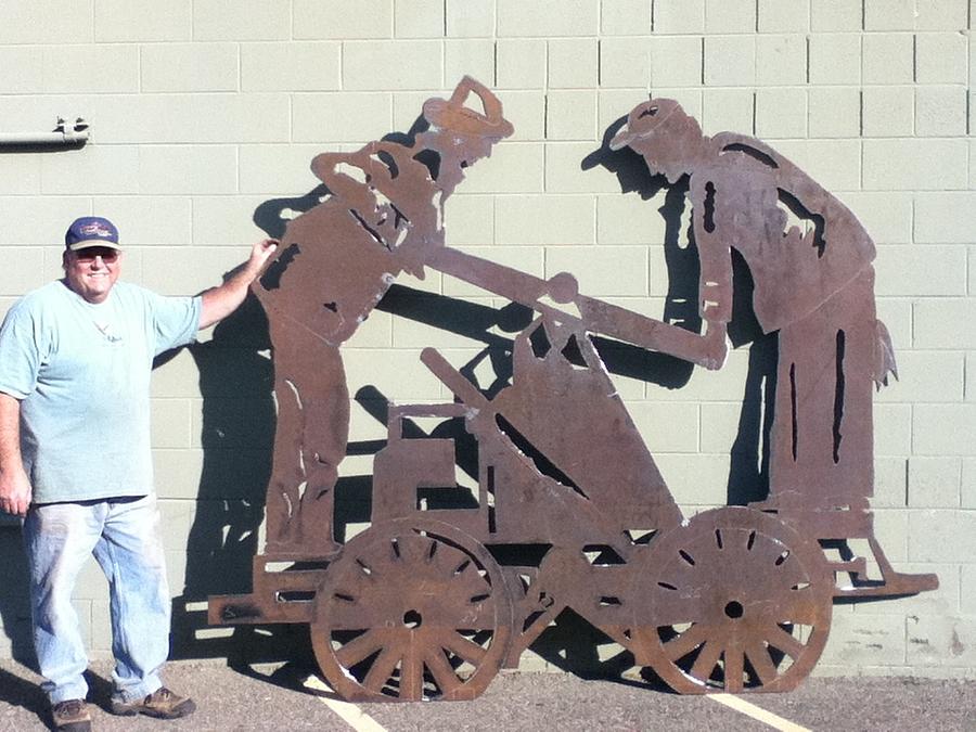 Railroad Sculpture - Hand Cart #1 by Steve Mudge
