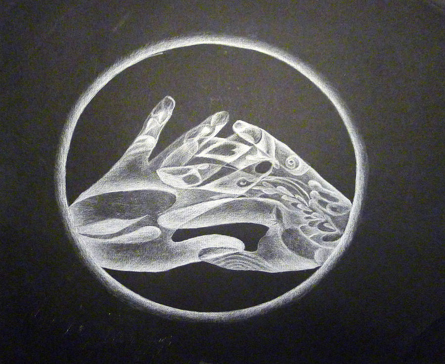 Hands Drawing - Hands of Light #1 by Linda Pope