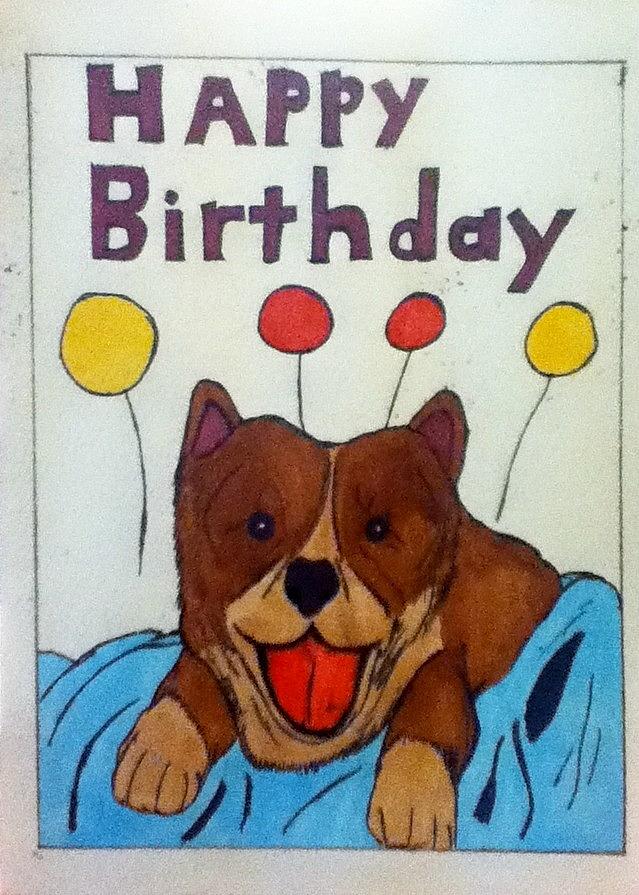 Dog Drawing - Happy  Birthday #1 by Kiam Johnson