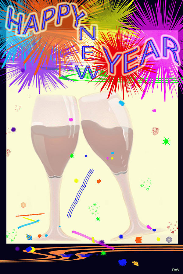 Happy New Year Card #1 Digital Art by Debra     Vatalaro