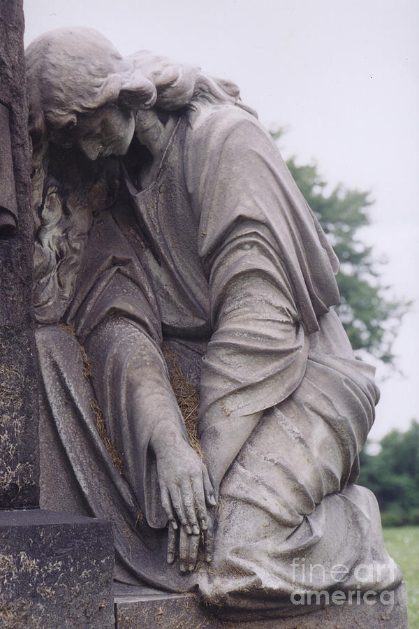 Angel Art By Kathy Fornal Photograph - Haunting Cemetery Female Mourner On Grave by Kathy Fornal