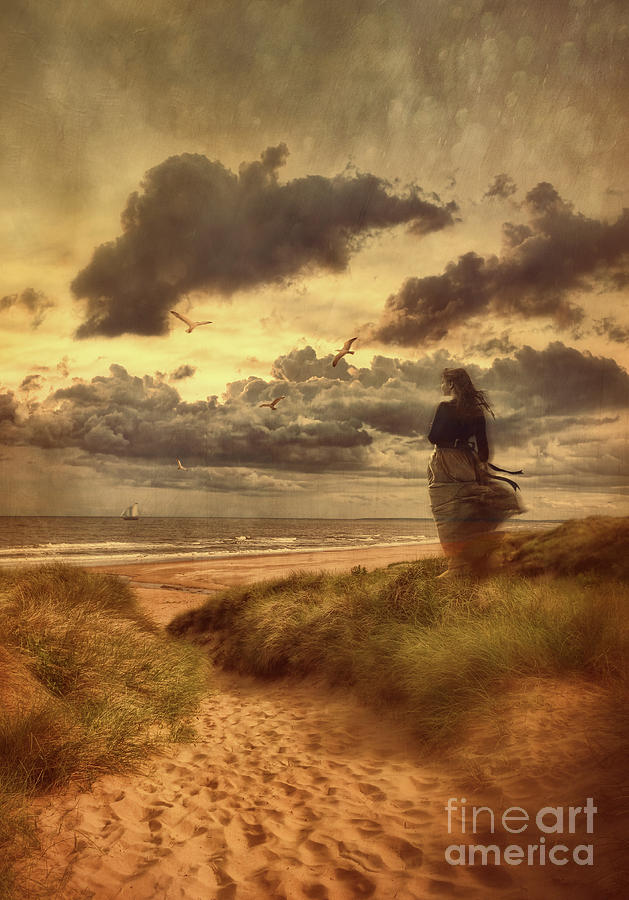 Haunting figure of a woman looking out to the ocean #1 Photograph by Sandra Cunningham
