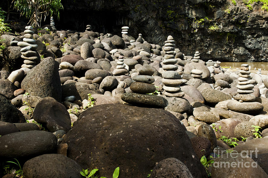 Cairn stones at Hawaii Photograph by Micah May