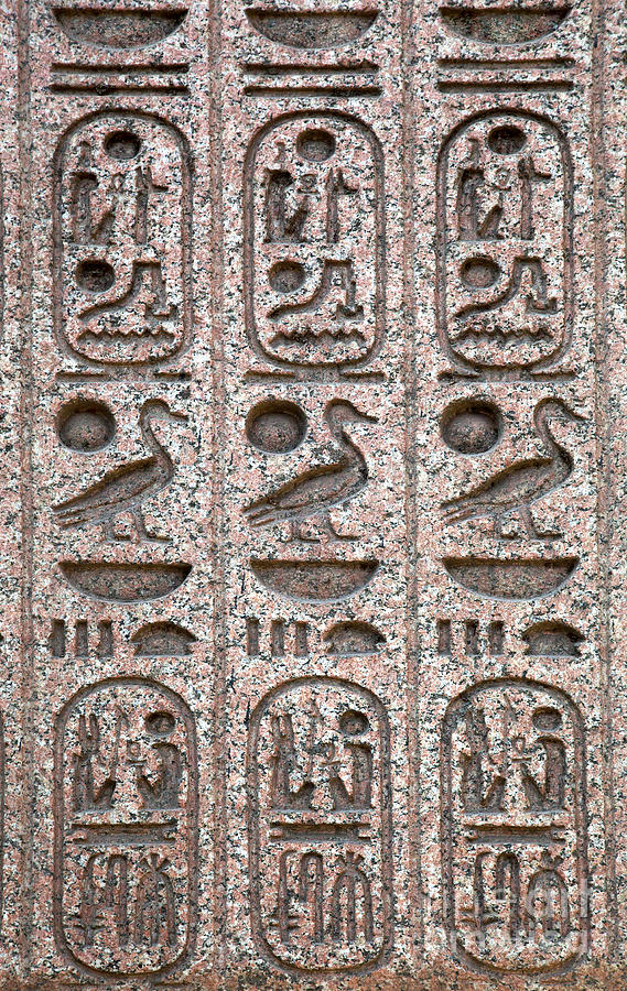 Architecture Photograph - Hieroglyphs on ancient carving #1 by Jane Rix
