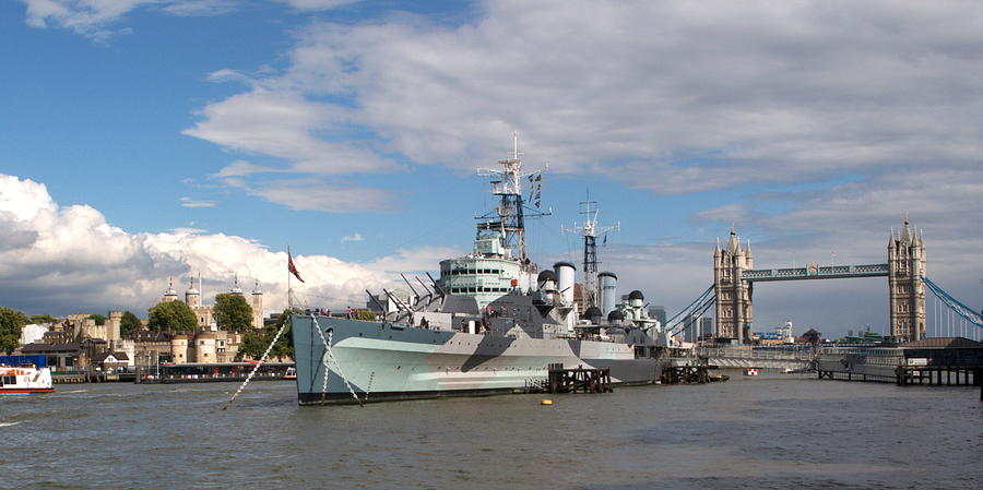 Hms Belfast and city skyline #1 Photograph by Chris Day