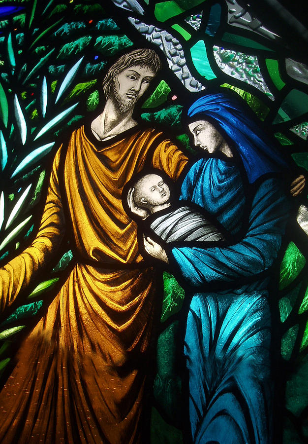 Holy Family Stained Glass #2 Glass Art by Munir Alawi