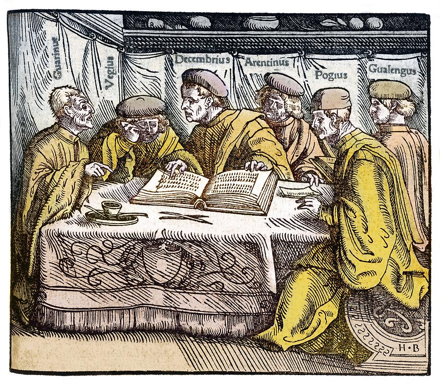 Humanist Scholars In Debate, 16th Century #1 Photograph by Middle Temple Library