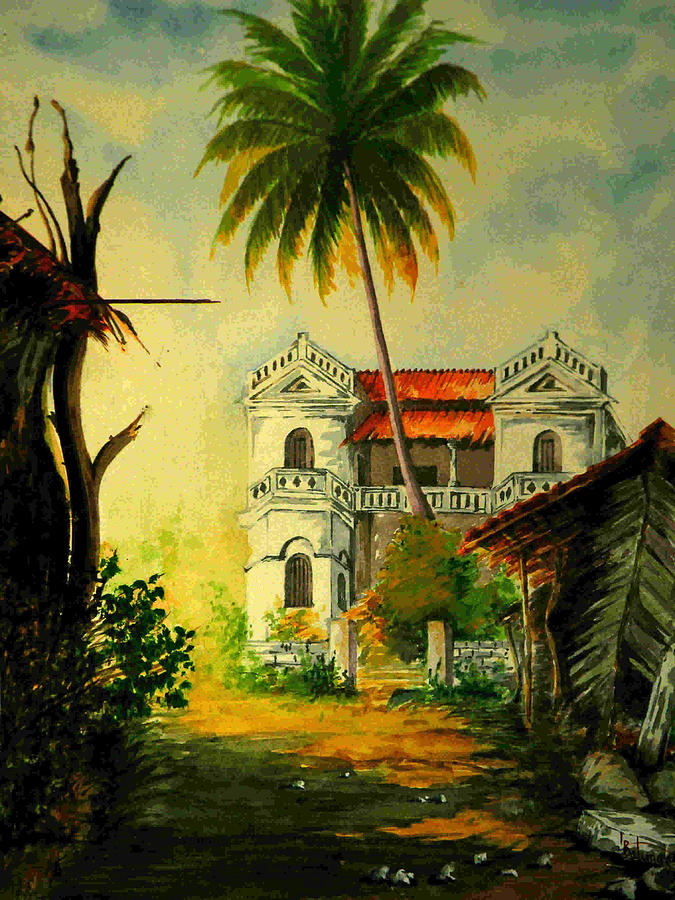 Landscape Painting - Indian Bungalow #1 by Balu Nagendra
