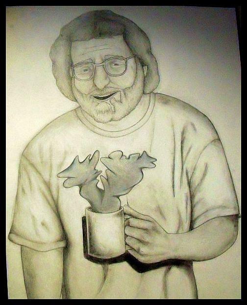 Grateful Dead Drawing - Jerry and his Coffee #1 by Steve Weber