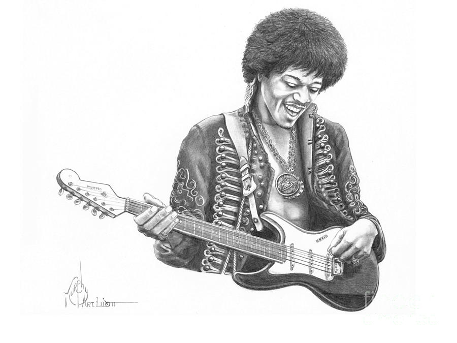 Music Drawing - Jimi Hendrix #1 by Murphy Elliott