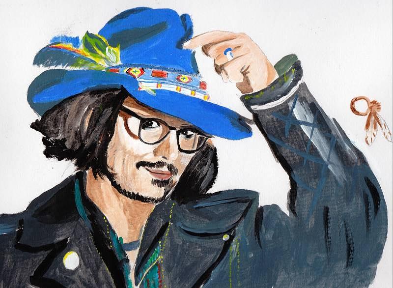 Johnny Depp 3 #1 Painting by Audrey Pollitt