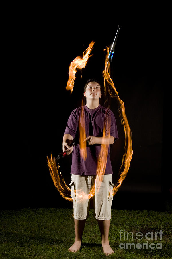 Juggling Fire #1 Photograph by Ted Kinsman