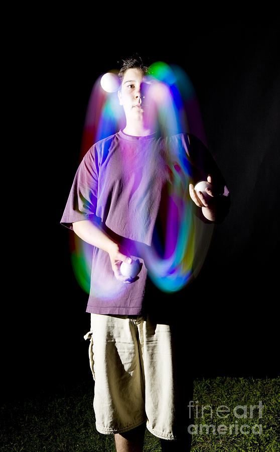 Juggling Light-up Balls #1 Photograph by Ted Kinsman
