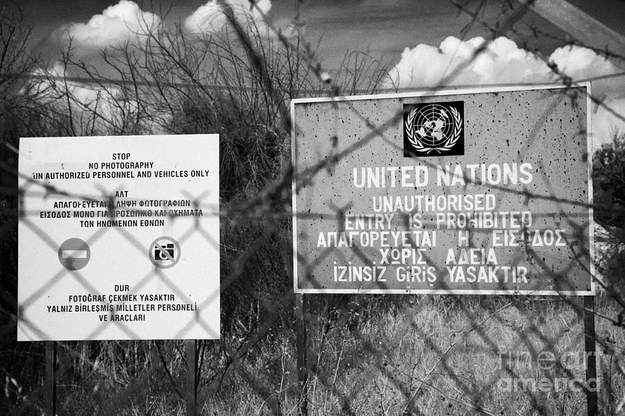 Greek Photograph - keep away no photographs of restricted area of the UN buffer zone in the green line dividing cyprus #1 by Joe Fox