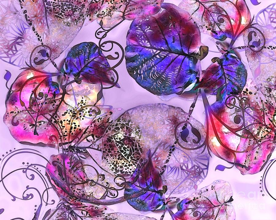 Leaves Digital Art - Lacey Leaves by Ruth Kongaika Leaves Digital Art - Lacey Leaves by Ruth Kongaika