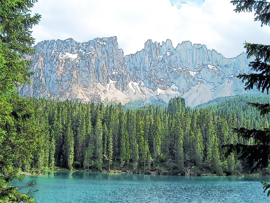 Mountain Photograph - Lake Carezza Dolomites Italy #1 by Joseph Hendrix