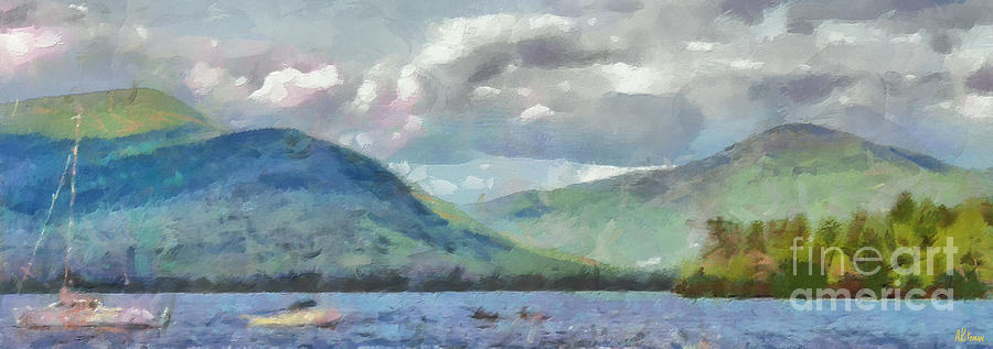 Boat Painting - Lake George New York in Summer #1 by Anne Kitzman