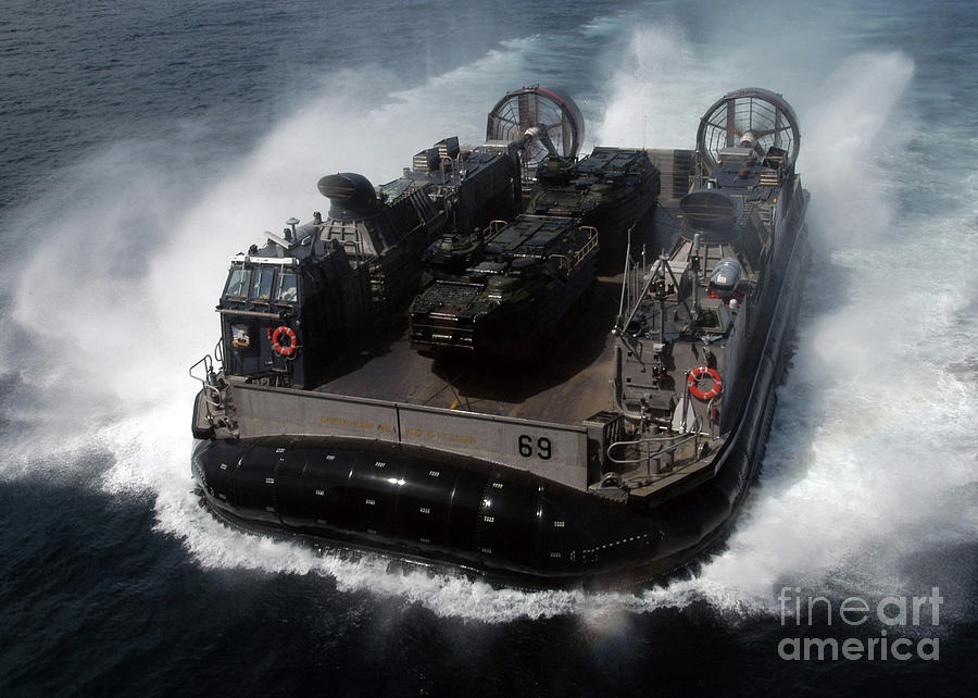 Boat Photograph - Landing Craft Air Cushion Hovercraft #1 by Stocktrek Images