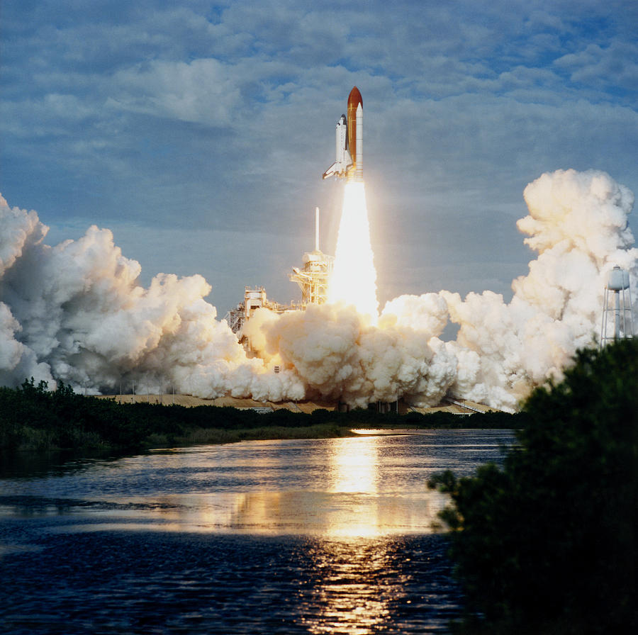 Space Shuttle Columbia climbs into orbit from Launch Pad 39B on Nov 19 1996 Water  Bottle by LindenDesigns