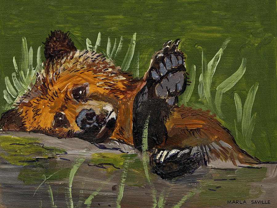 Bear Painting - Lazy Bear by Marla Saville