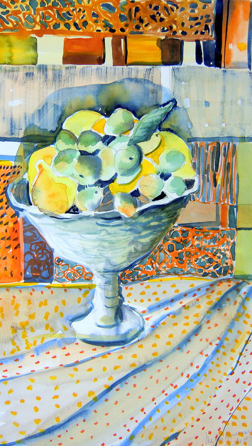 Lemon Lime Abstract #1 Painting by Mindy Newman