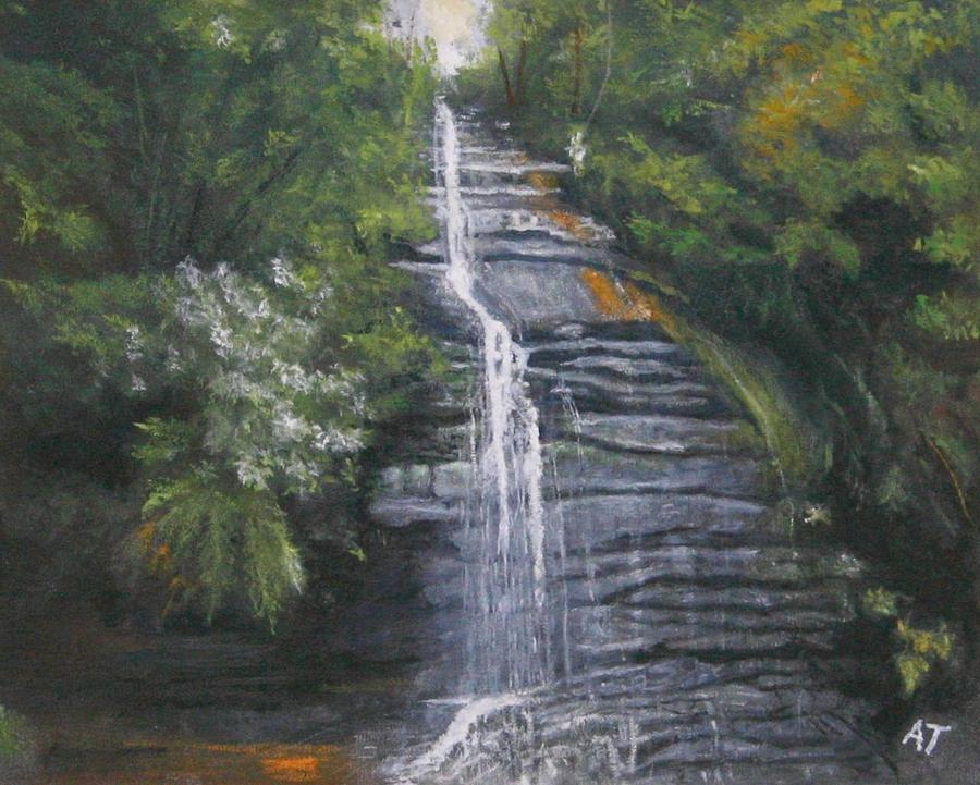 Landscape Painting - Leura Blue Mountains Waterfall #1 by Alan Thomas