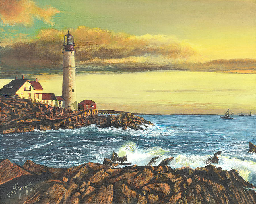 light house Nova Scotia Painting by Stuart B Yaeger