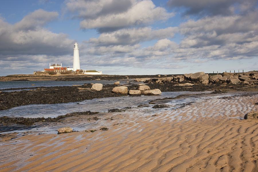 Beach Photograph - Lighthouse, Northumberland, England #1 by John Short