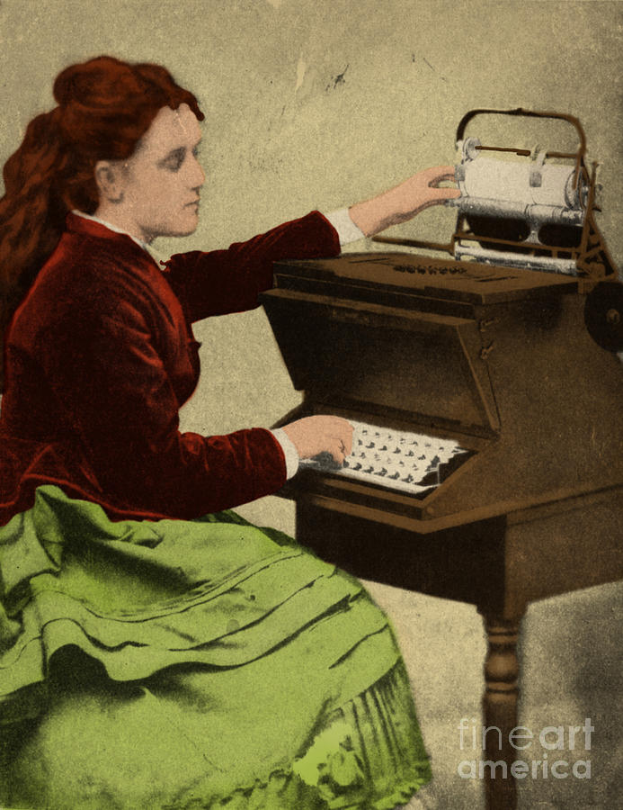 Portrait Photograph - Lillian Sholes, The First Typist, 1872 #1 by Science Source