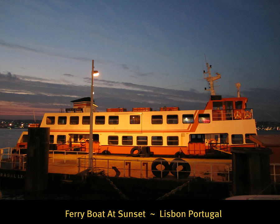 Lisbon Ferry Boat at Sunset Portugal #1 Photograph by John Shiron