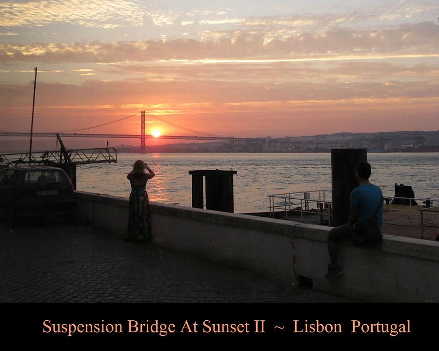 Lisbon Suspension Bridge at Sunset II Portugal #1 Photograph by John Shiron