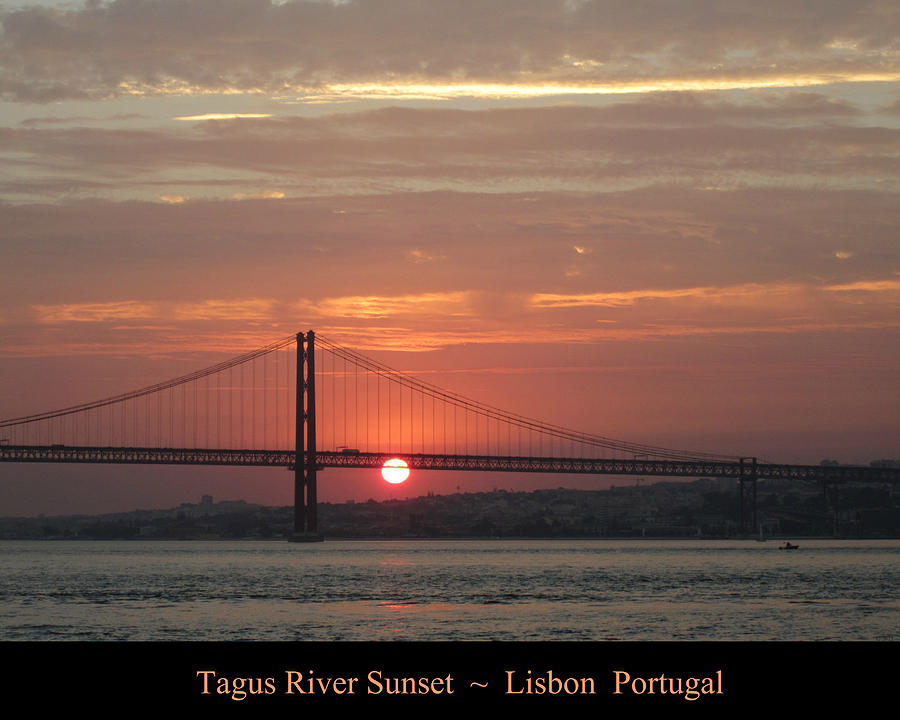 Lisbon Tagus River Sunset Portugal #1 Photograph by John Shiron