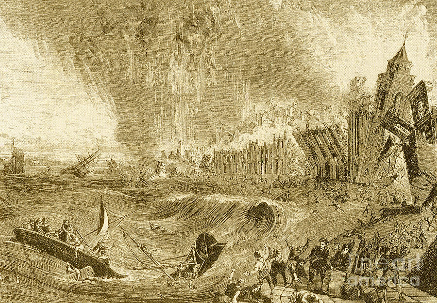 Weather Photograph - Lisbon Tsunami, 1755 #1 by Science Source