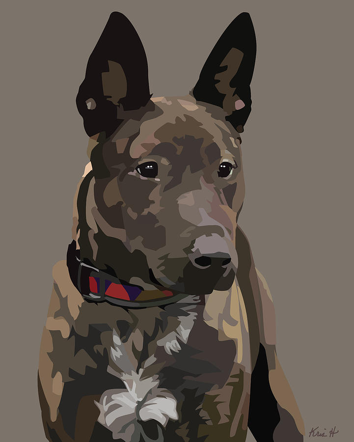 Brindle Dog Digital Art - Listening #1 by Kris Hackleman